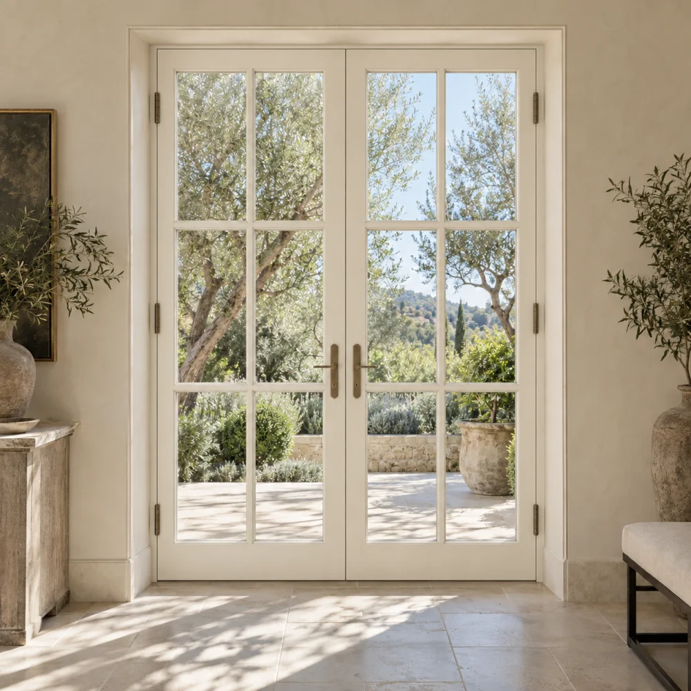 French-style paired doors: traditional framing